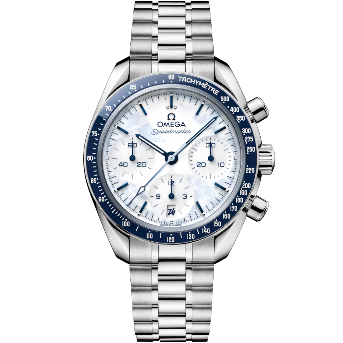 Speedmaster 38mm Milano Cortina Edition In Stainless Steel with Varnished White dial