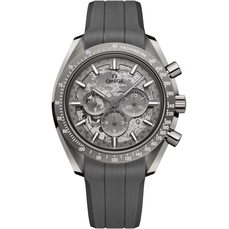 Speedmaster Grey Side of the Moon 44.25mm in Grey Ceramic with Grey Moon Skeleton Dial on Grey Rubber