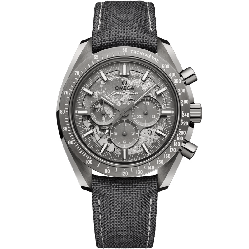 Speedmaster Grey Side of The Moon 44.25mm in Grey Ceramic With Grey Moon Skeleton Dial on Grey Strap