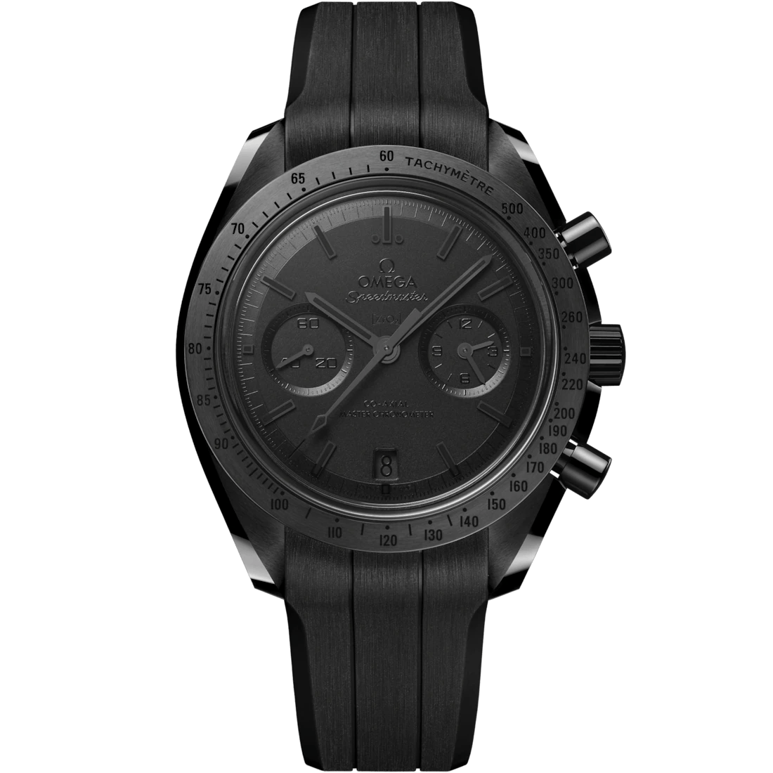 Speedmaster Dark Side of the Moon 44.25mm in Black Ceramic with Black Dial on Rubber Strap