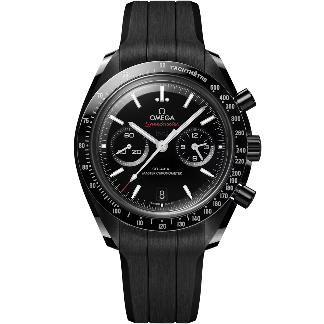 Speedmaster Dark Side of the Moon 44.25mm with Black Dial in a Black Ceramic Case on Rubber Strap