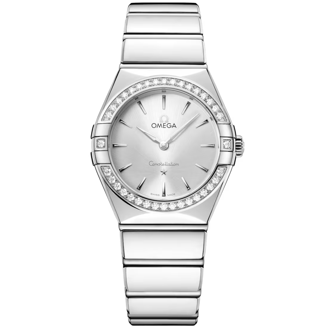 Constellation 28mm with Silver Dial and Diamond Bezel in Stainless Steel