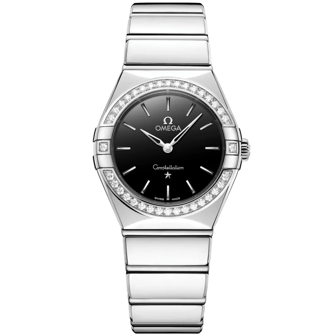 Constellation 28mm with Black Dial and Diamond Bezel in Stainless Steel