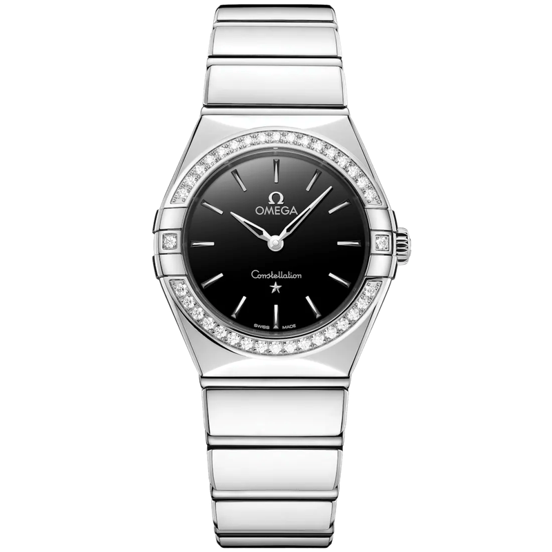 Constellation 28mm with Black Dial and Diamond Bezel in Stainless Steel