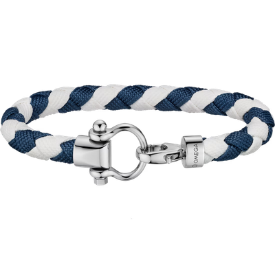 Aqua Sailing Nylon Bracelet (Large) in White and Blue