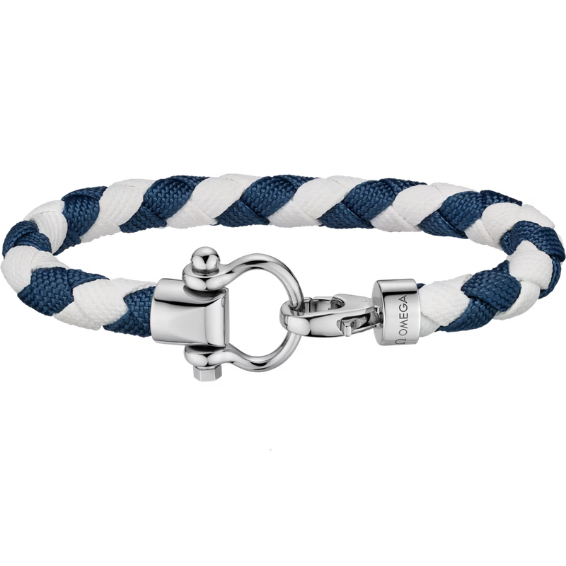 Aqua Sailing Nylon Bracelet (Large) in White and Blue