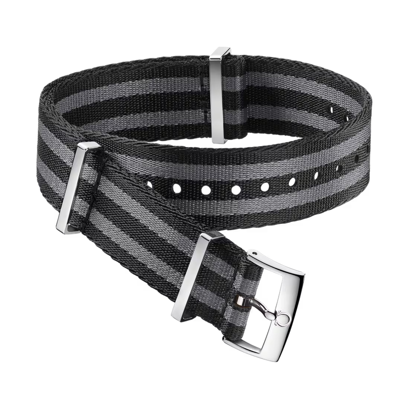 Nato Strap 20mm Polyamide 5 Stripe Grey and Black