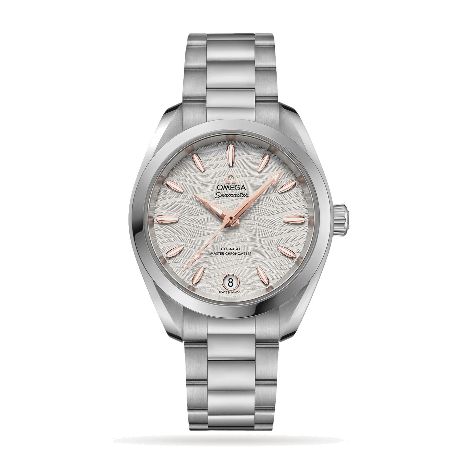 Aqua Terra 34mm with Waved Opaline Silver Dial in Stainless Steel