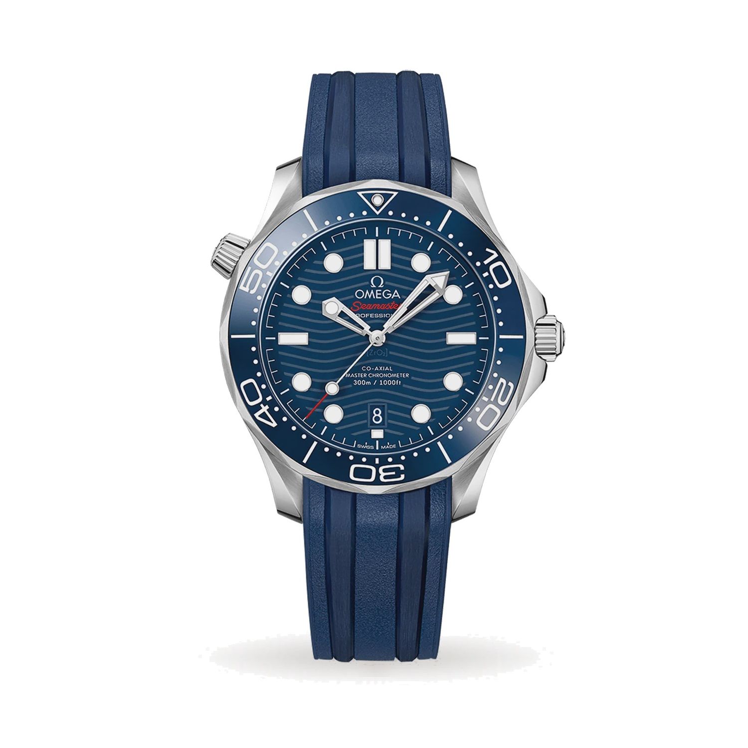 Seamaster Diver 300M 42mm with Blue Dial in a Stainless Steel Case on Blue Rubber Strap