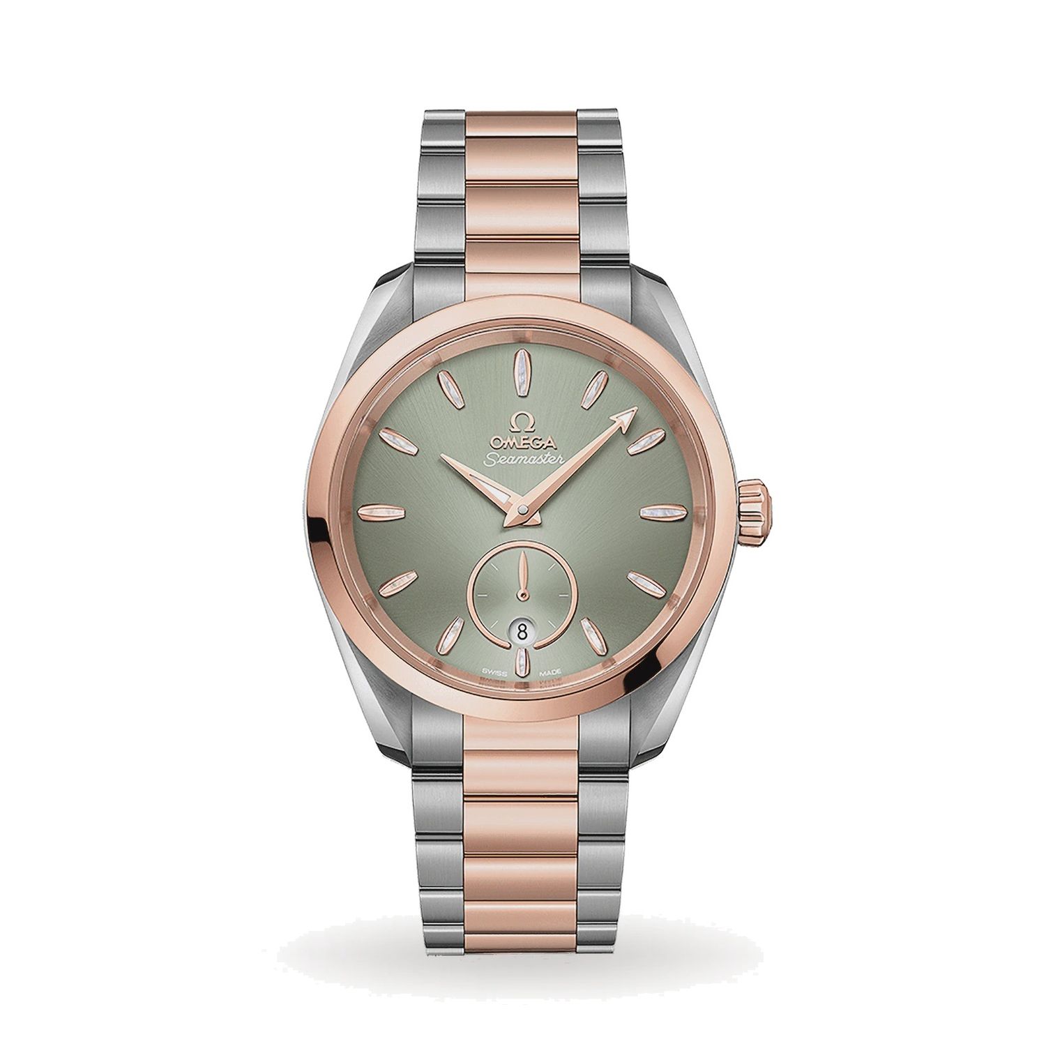 Aqua Terra 38mm with Light Green Dial in Stainless Steel and Rose Gold