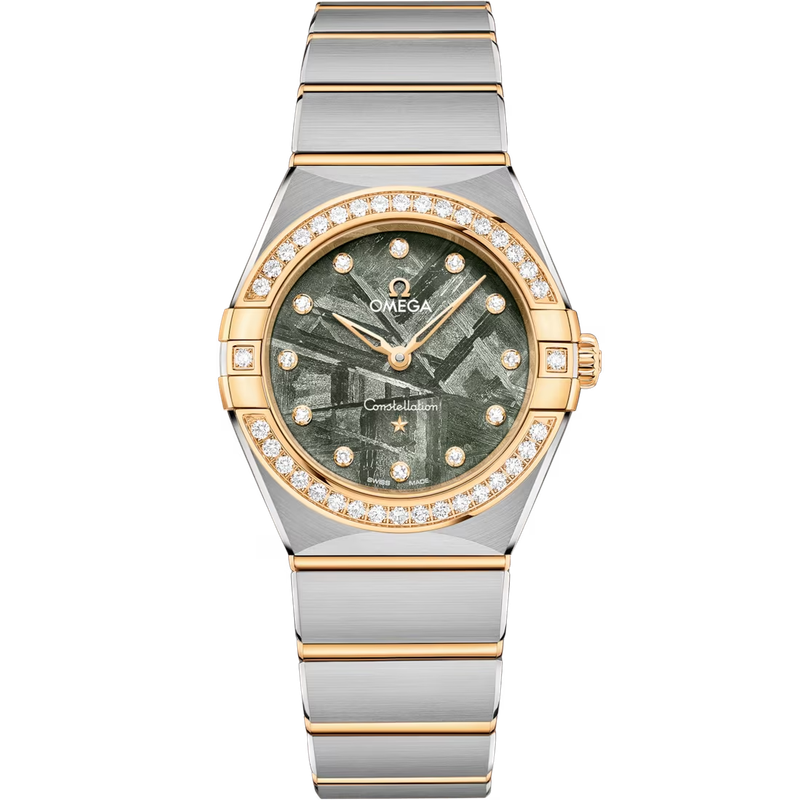 Constellation 28mm with Green Meteorite and Diamond Bezel in Stainless Steel and Yellow Gold