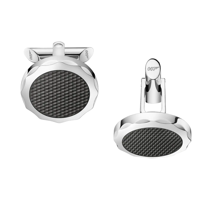 Bond 007 Aqua Cufflinks in Stainless Steel with Black Engraving