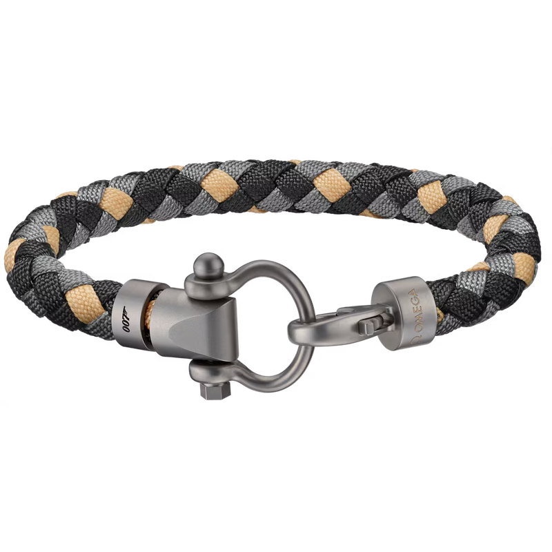 Aqua Sailing Nylon Bracelet 007 Edition (Large) in Black Grey and Beige