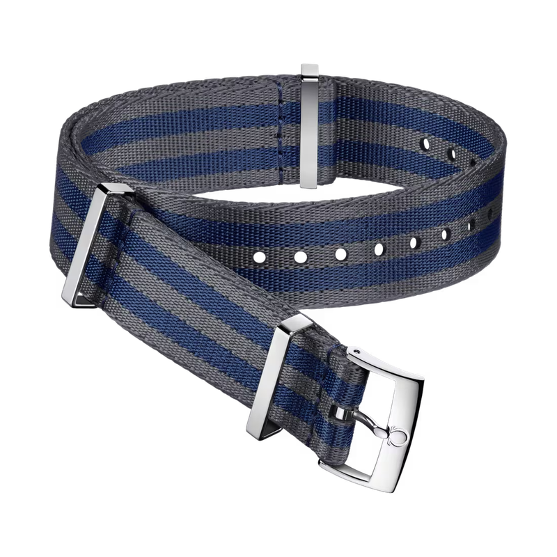 Nato Strap 20mm Polyamide Grey with Blue Stripes