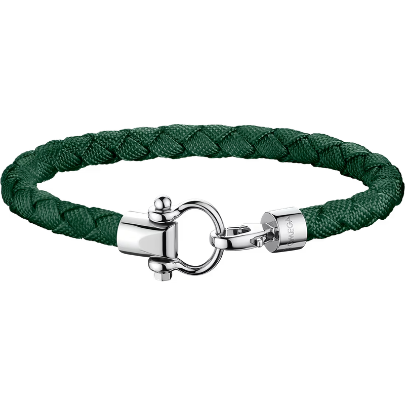 Aqua Sailing Bracelet (M) in Green Nylon with Steel Hardware