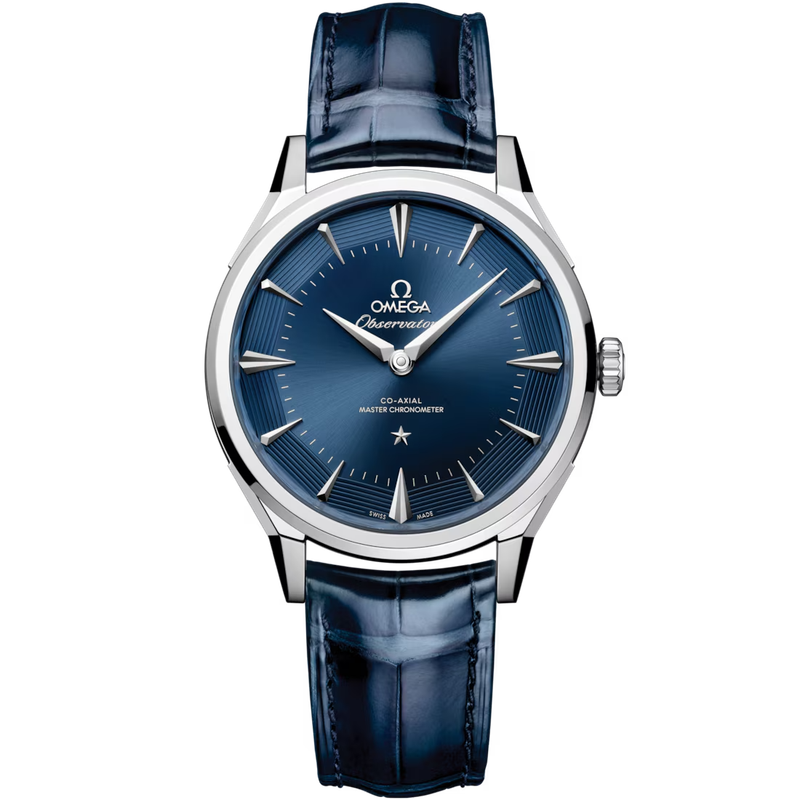 Constellation Observatory 39.4mm with Blue Dial in Stainless Steel On A Blue Leather Strap
