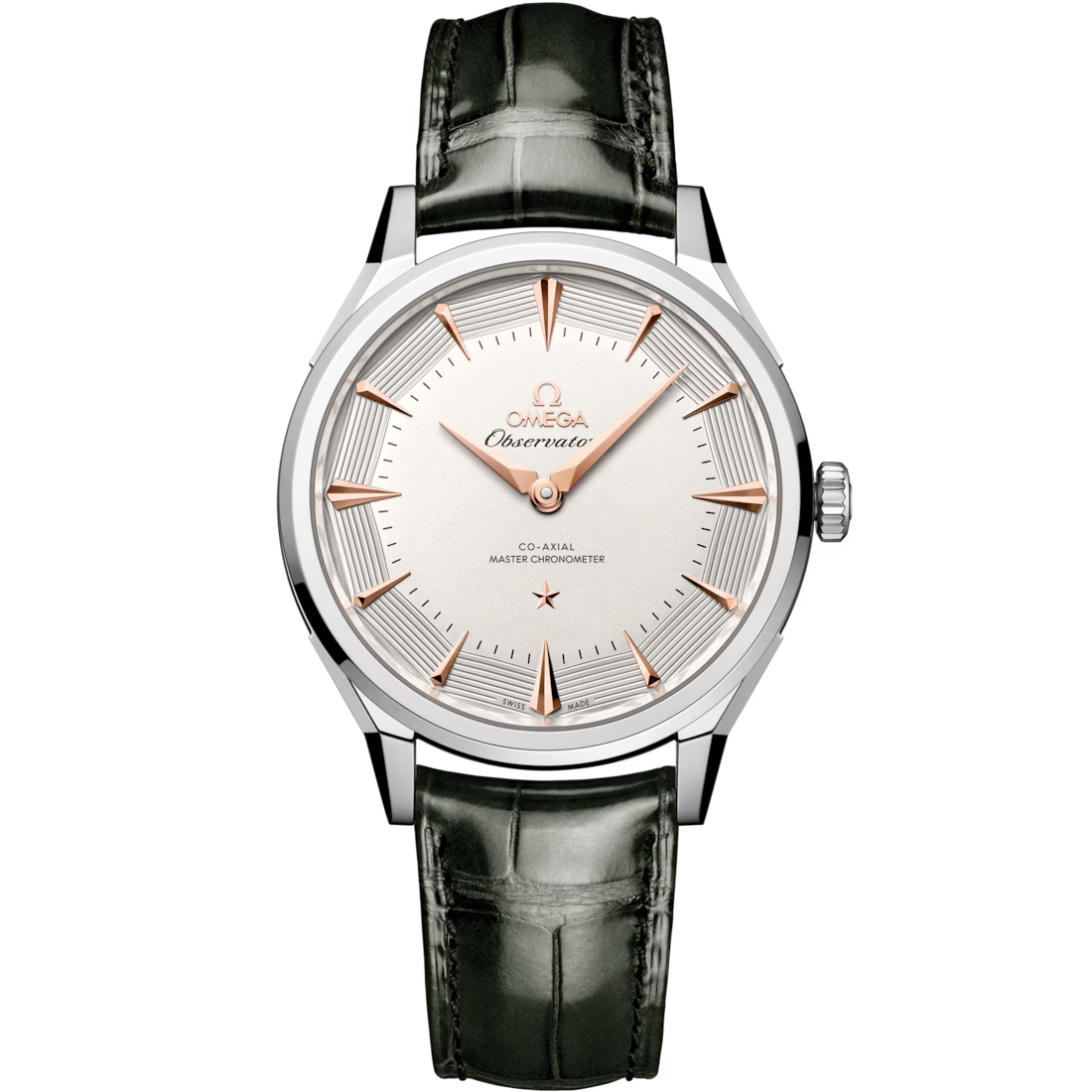 Constellation Observatory 39.4mm With Silvery Dial in Stainless Steel On A Alligator Strap