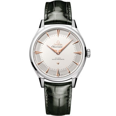Constellation Observatory 39.4mm With Silvery Dial in Stainless Steel On A Alligator Strap