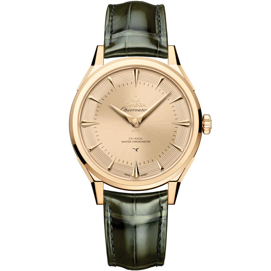 Constellation Observatory 39.4mm in Yellow Gold on a Green Alligator Strap