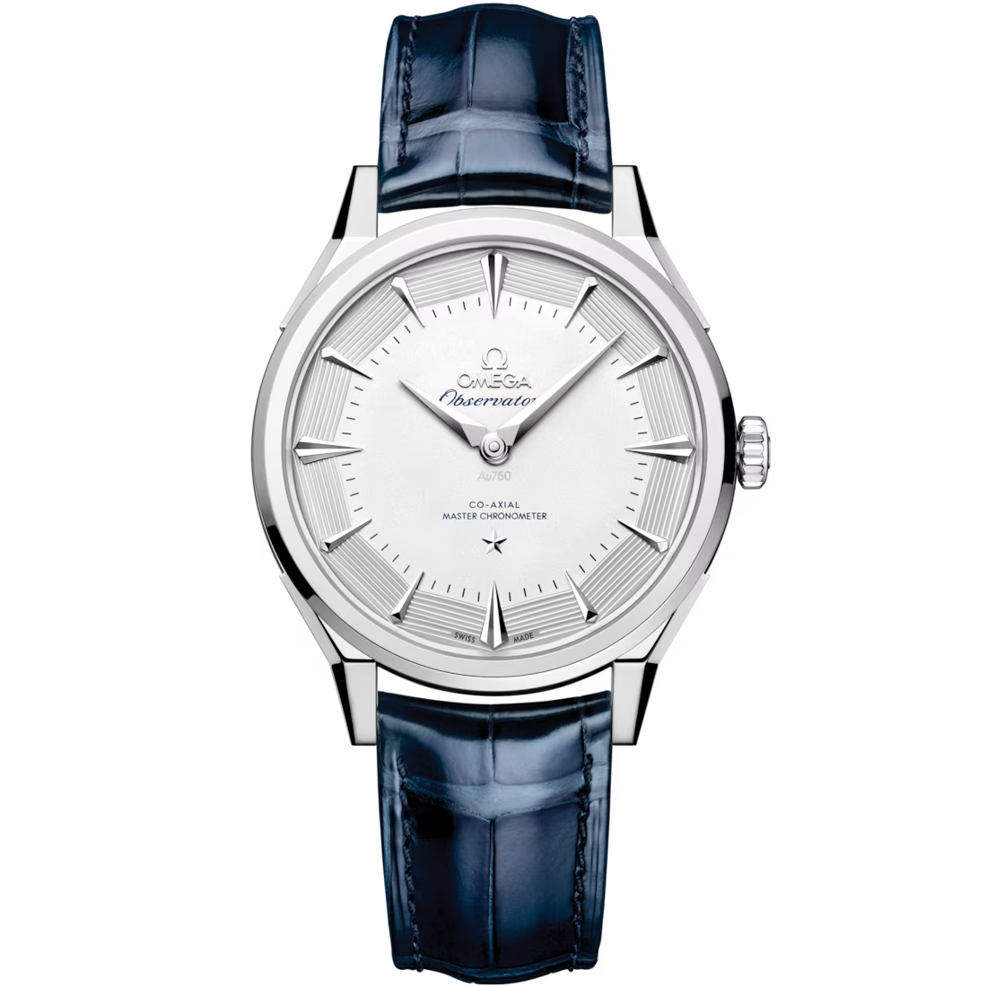 Constellation Observatory 39.4mm in White Gold On A Blue Alligator Strap