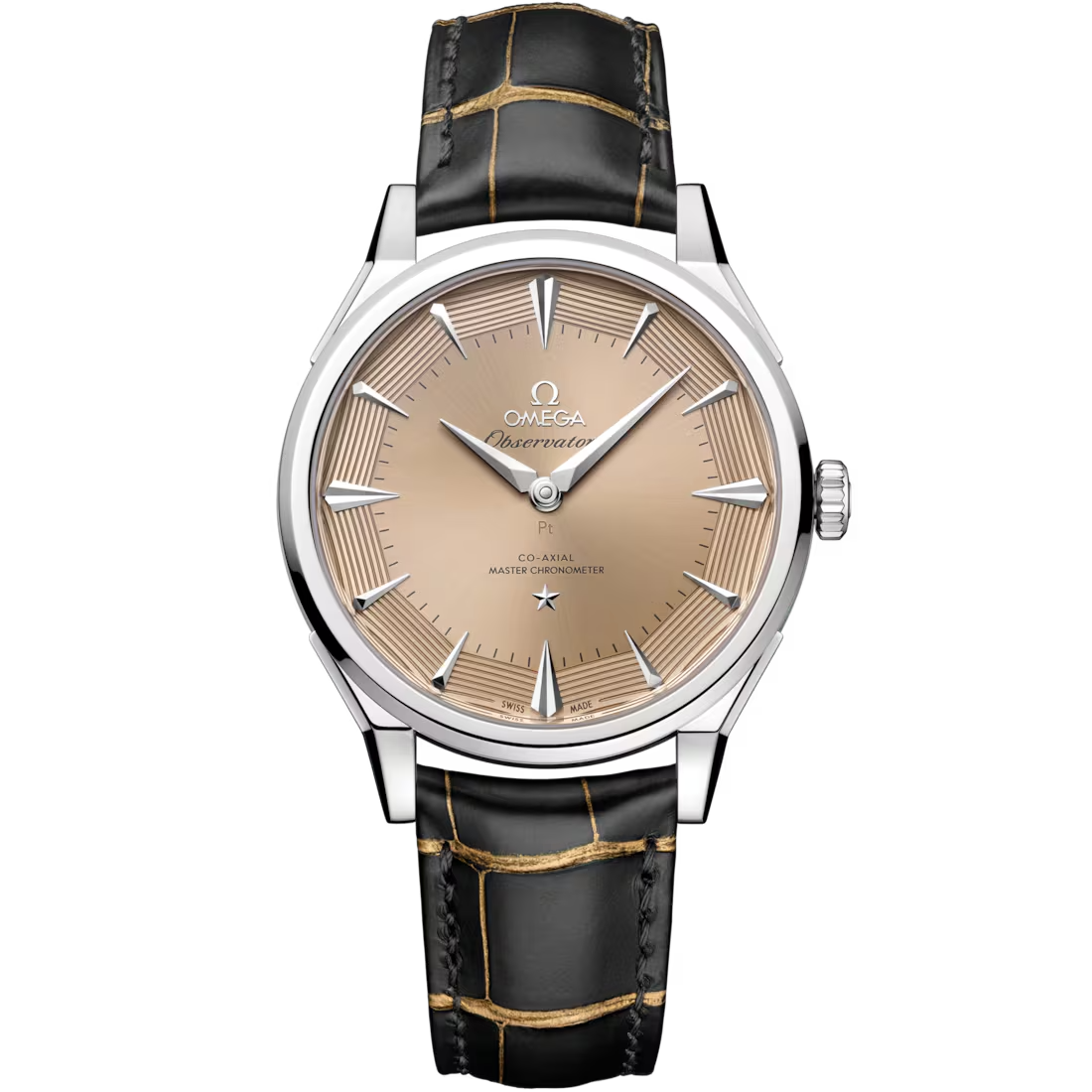 Constellation Observatory 39.4mm With Gold Dial in Platinum  On An Alligator Strap