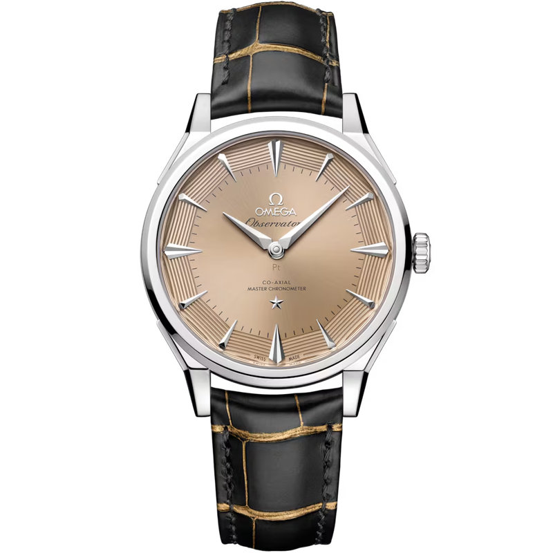 Constellation Observatory 39.4mm With Gold Dial in Platinum  On An Alligator Strap