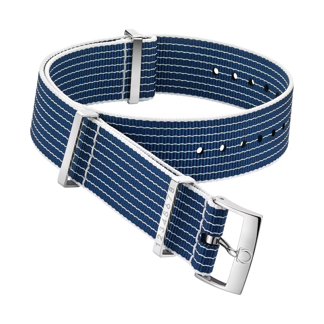 NATO Strap 20mm Polyamide Blue and  White Stitching