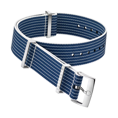 NATO Strap 20mm Polyamide Blue and  White Stitching