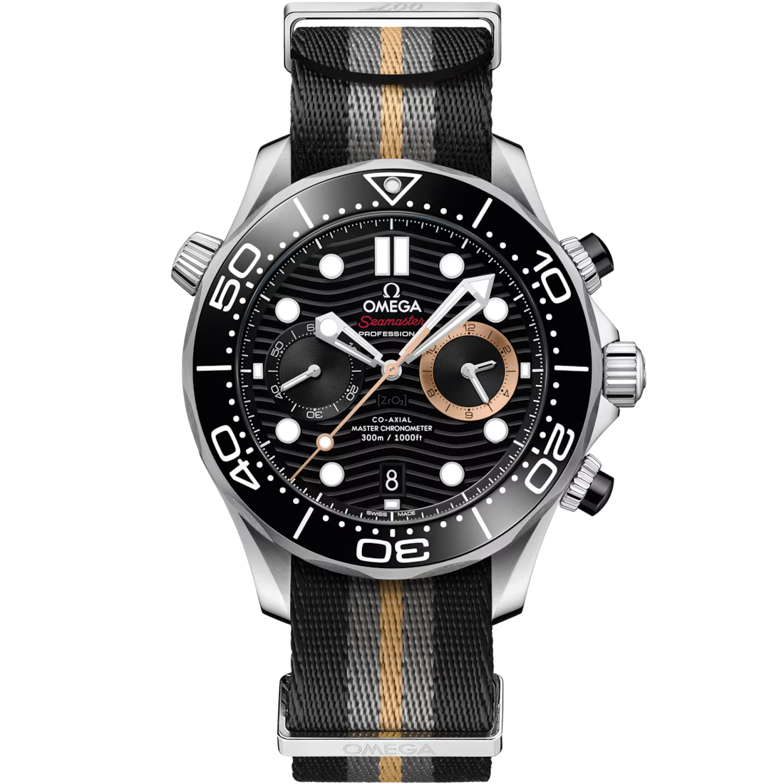 Diver 300 Chronograph 007 First Light 44mm in Stainless Steel with Black Dial
