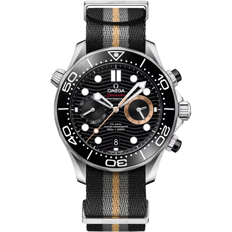 Diver 300 Chronograph 007 First Light 44mm in Stainless Steel with Black Dial