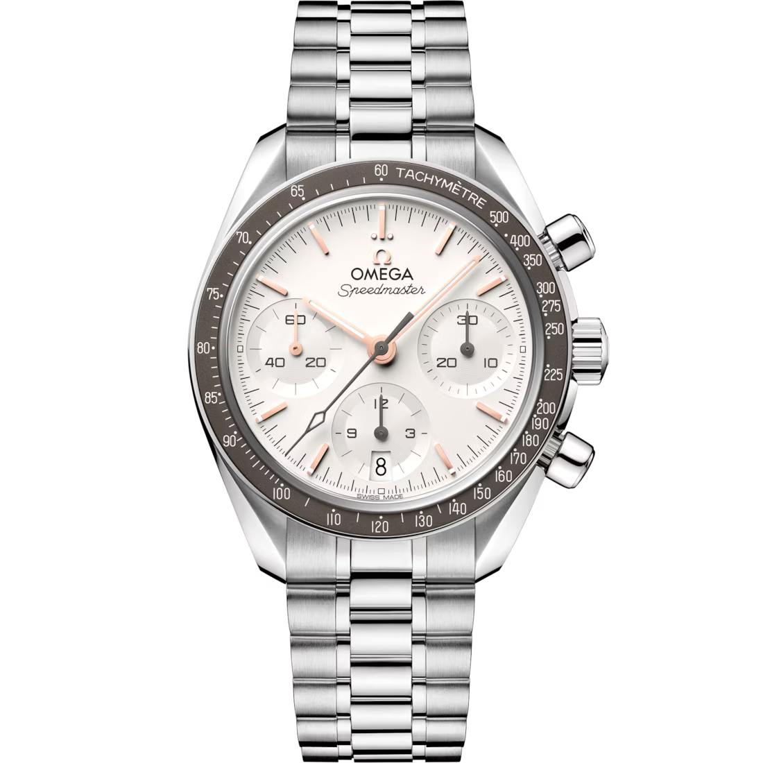 Speedmaster 38mm in Stainless Steel with Silvery Dial and Grey Bezel