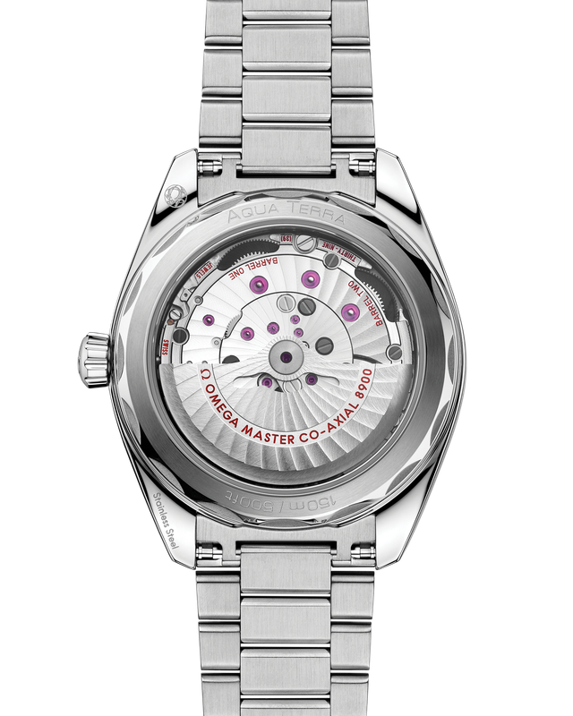 Aqua Terra 41mm with Silver Teak Dial and Orange Accents in Stainless Steel