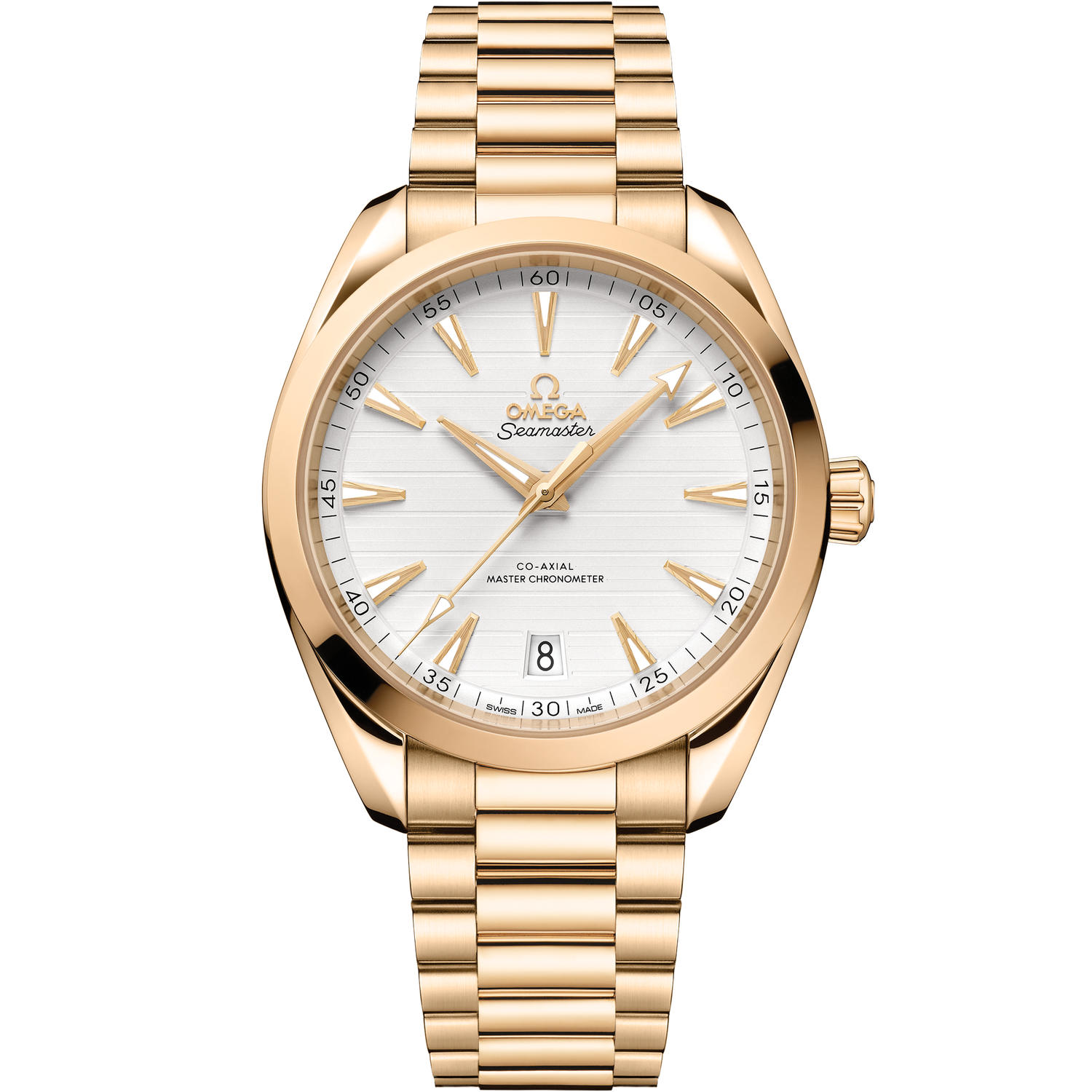 Aqua Terra 41mm with Silver Teak Dial in Yellow Gold