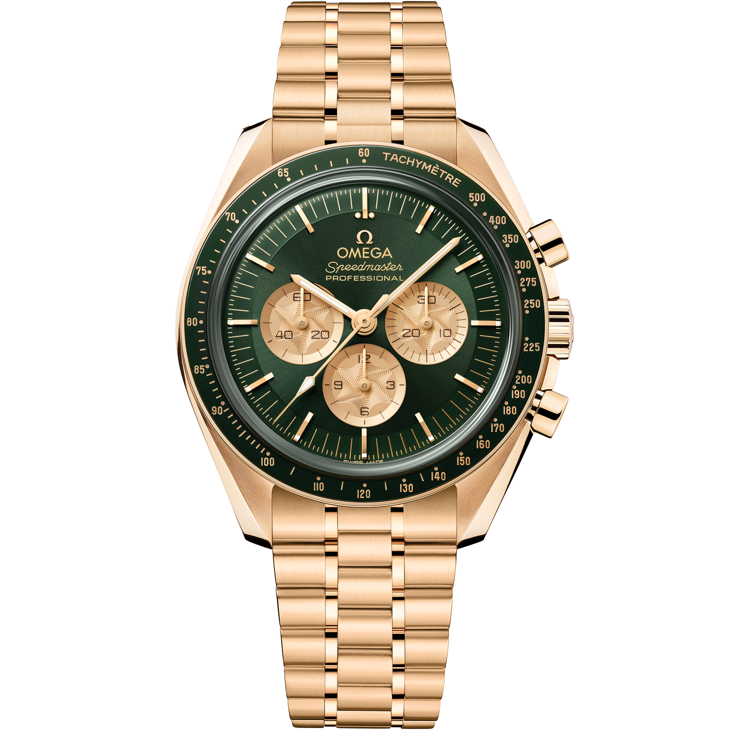 Speedmaster Moonwatch Professional 42mm with Green Dial in Yellow Gold