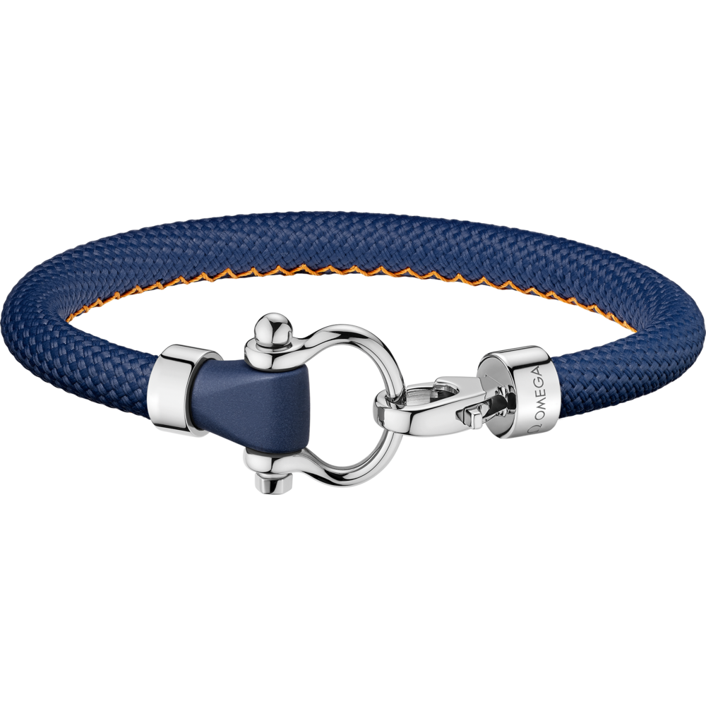 Aqua Sailing Structured Rubber Bracelet in Dark Blue with Orange Stitching