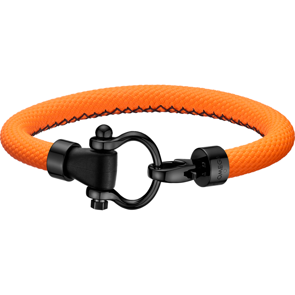 Aqua Sailing Structured Rubber Bracelet in Orange with DLC Steel