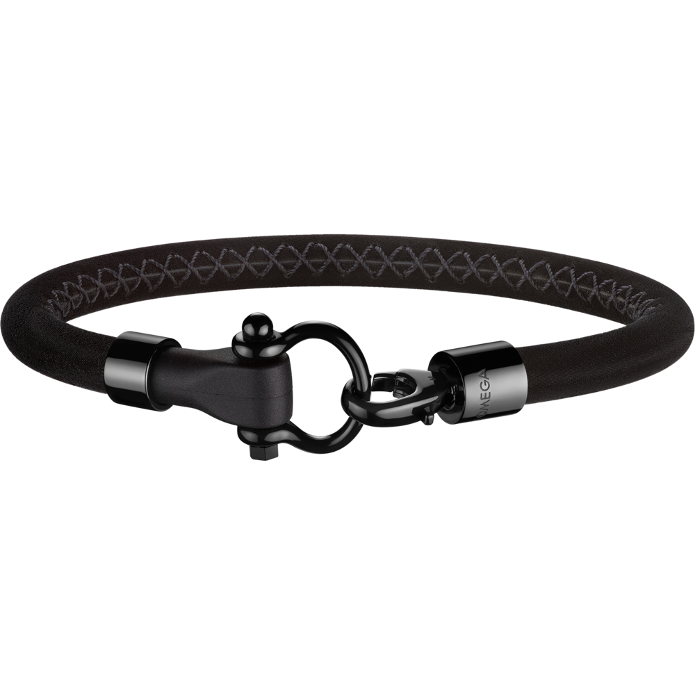 Aqua Sailing Rubber Bracelet in Black with Black DLC Steel