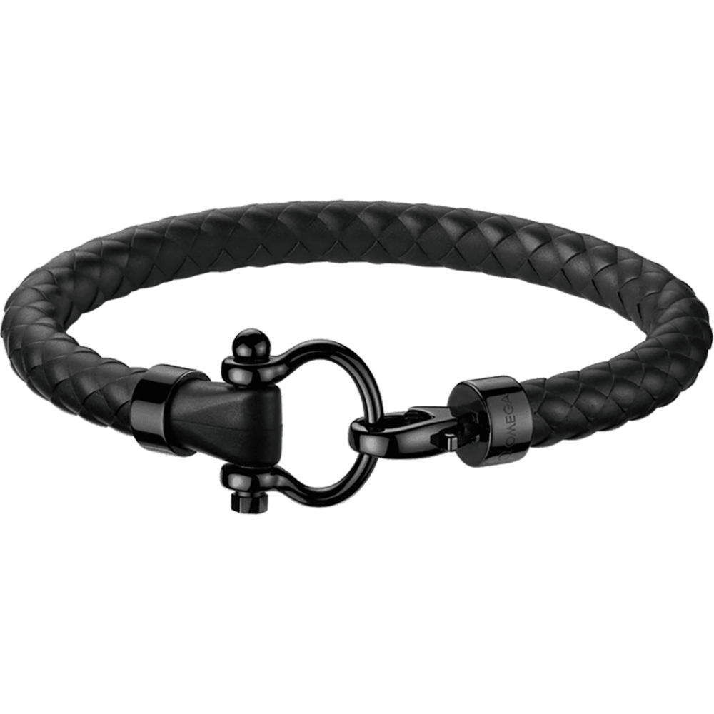 Aqua Sailing Structured Rubber Bracelet in Black with DLC Steel