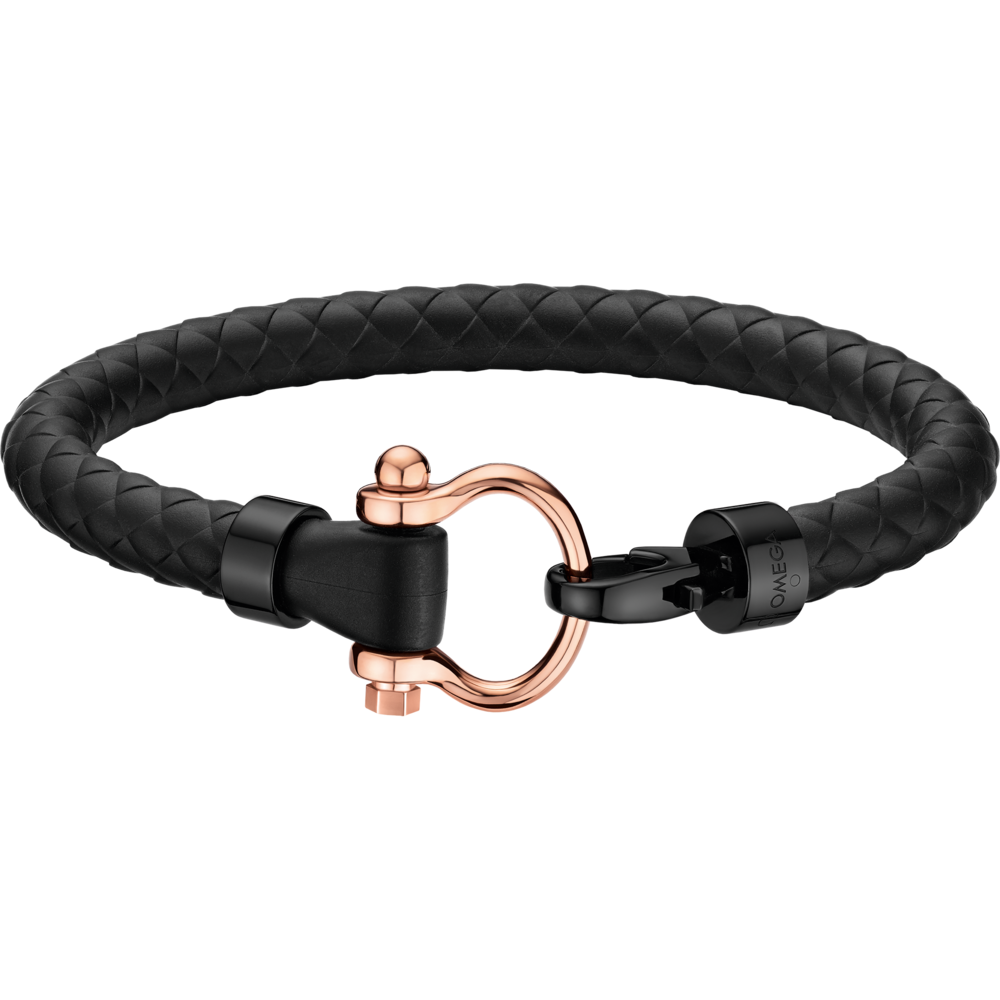 Aqua Sailing Structured Rubber Bracelet in Black with 18K Red Gold