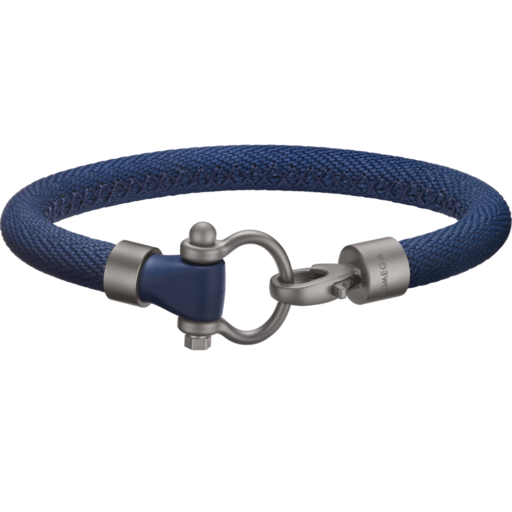 Aqua Sailing Titanium Structured Rubber Bracelet in Blue with Blue Stitching