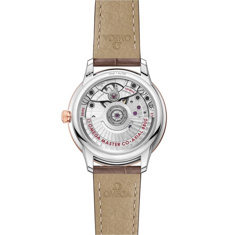 De Ville Prestige 34mm with Silver Diamond Dial in Stainless Steel and Rose Gold on Taupe Alligator Strap