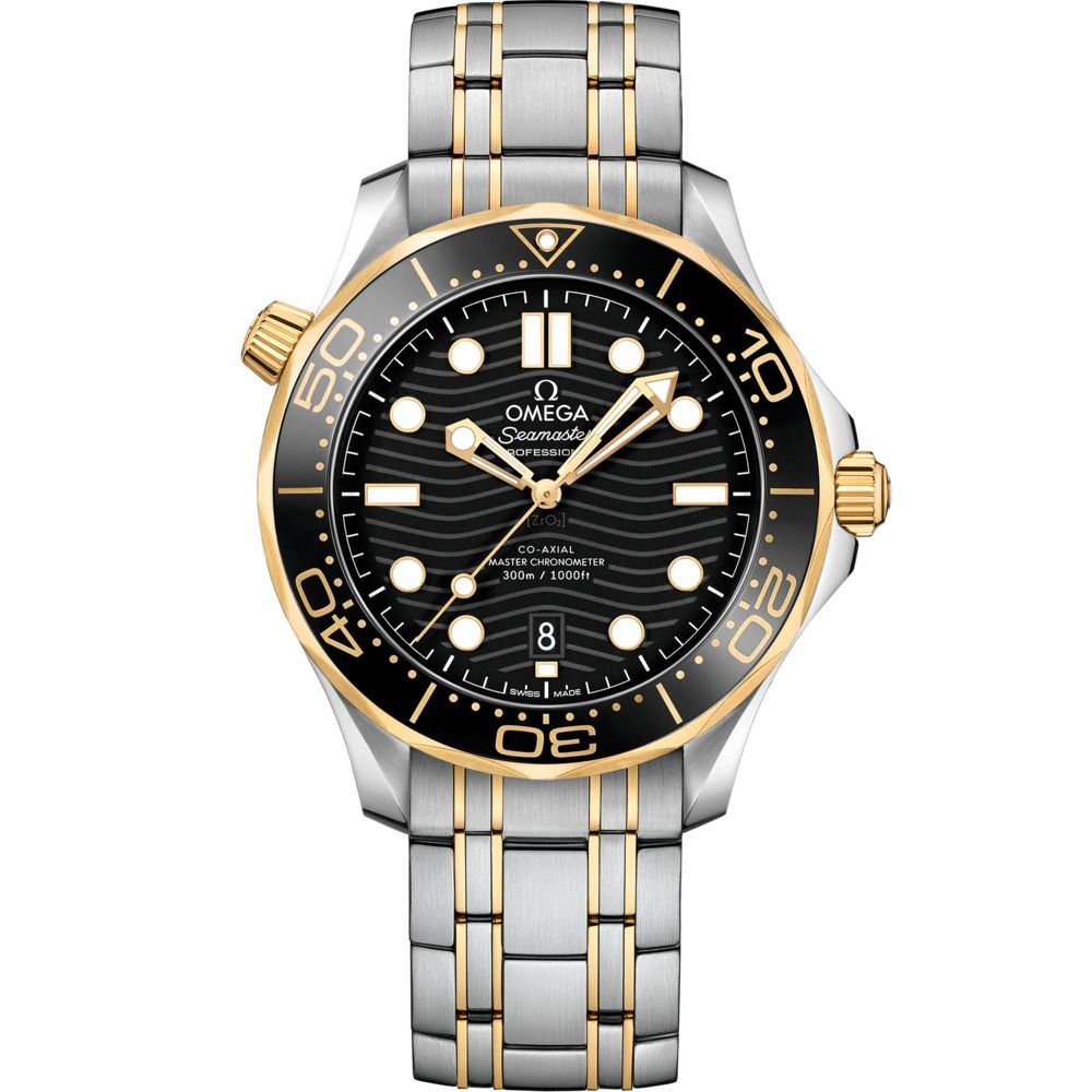 Seamaster Diver 300M 42mm with Black Dial in Stainless Steel and Yellow Gold