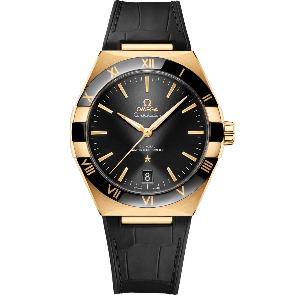 Constellation 41mm with Black Dial in Yellow Gold on Black Alligator Strap