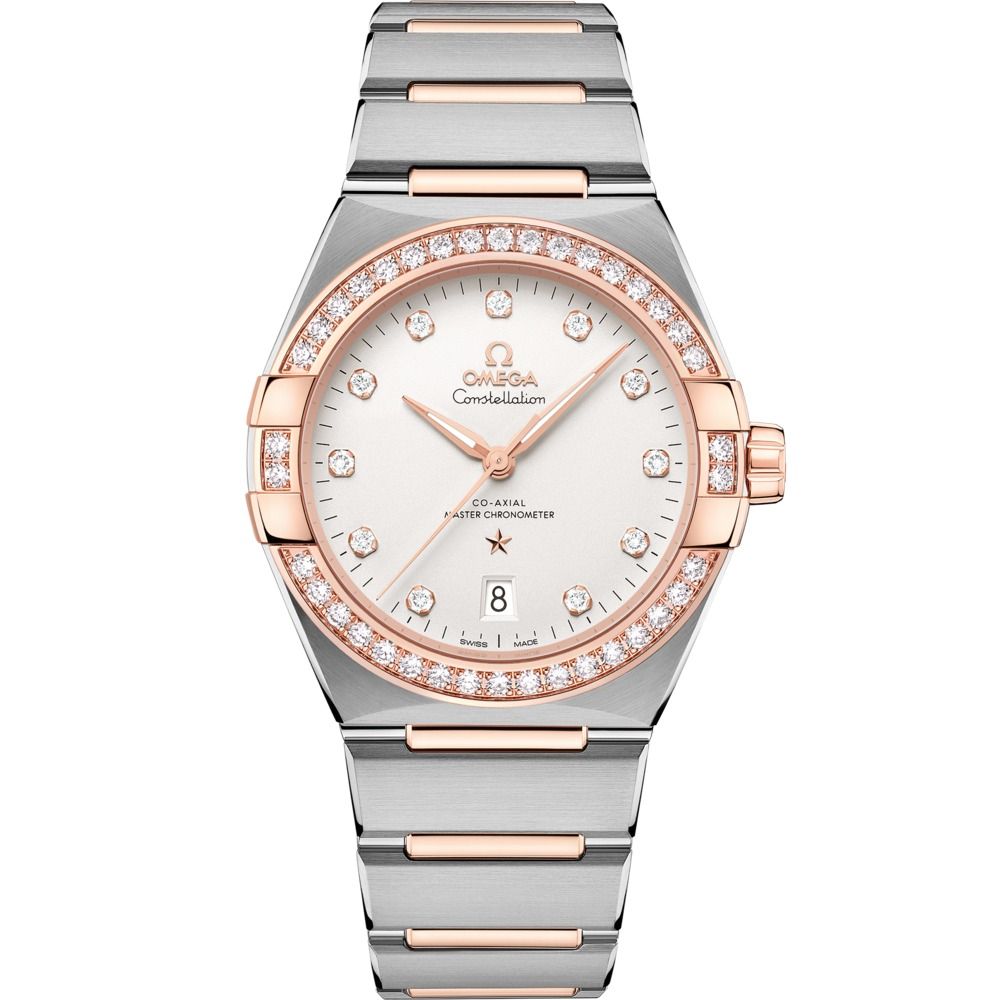 Constellation 39mm with Silver Diamond Dial and Diamond Bezel in Stainless Steel and Rose Gold