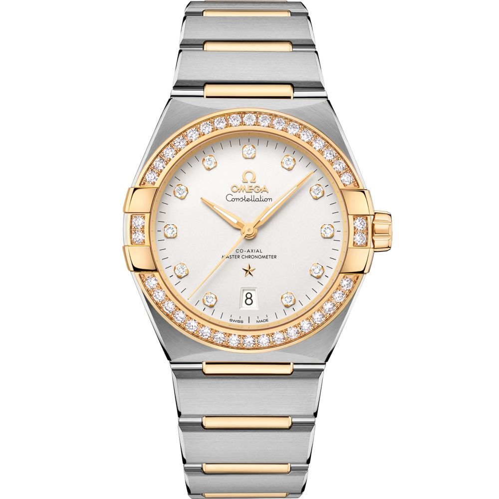 Constellation 39mm with Silver Diamond Dial and Diamond Bezel in Stainless Steel and Yellow Gold