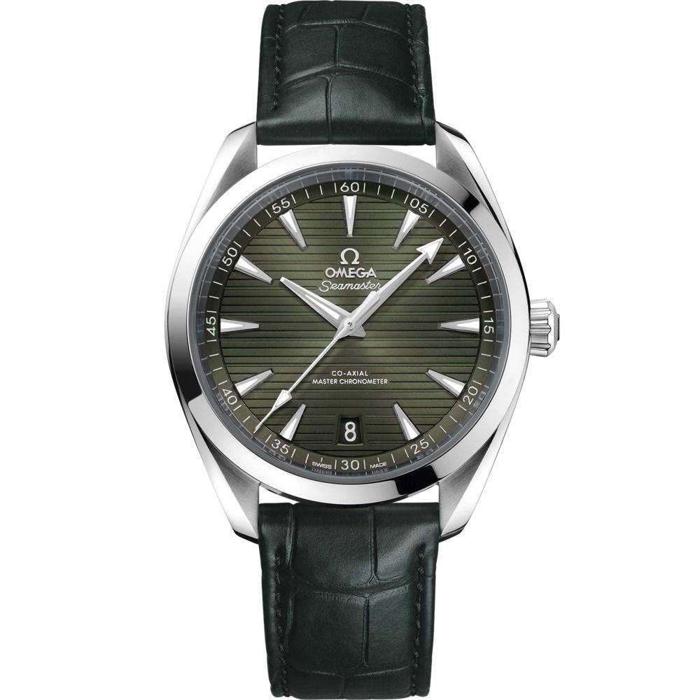 Aqua Terra 41mm with Green Dial in Stainless Steel on Green Leather Strap