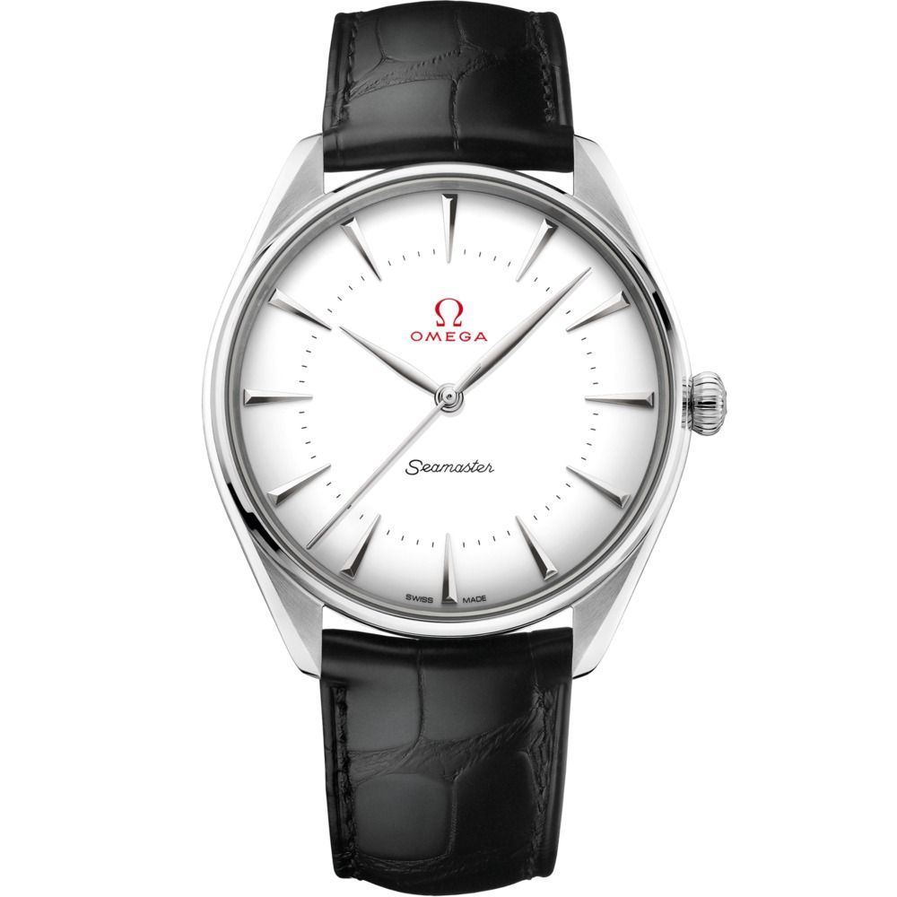 Seamaster Olympic Official Timekeeper 39.5mm with White Dial in White Gold on Black Alligator Strap