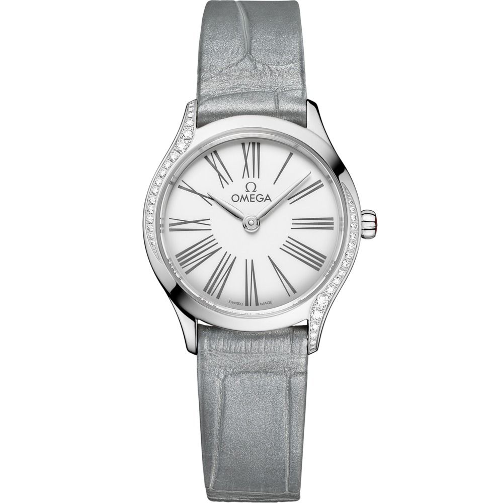 De Ville Mini Tresor 26mm with White Dial in Stainless Steel on Grey Alligator Strap
