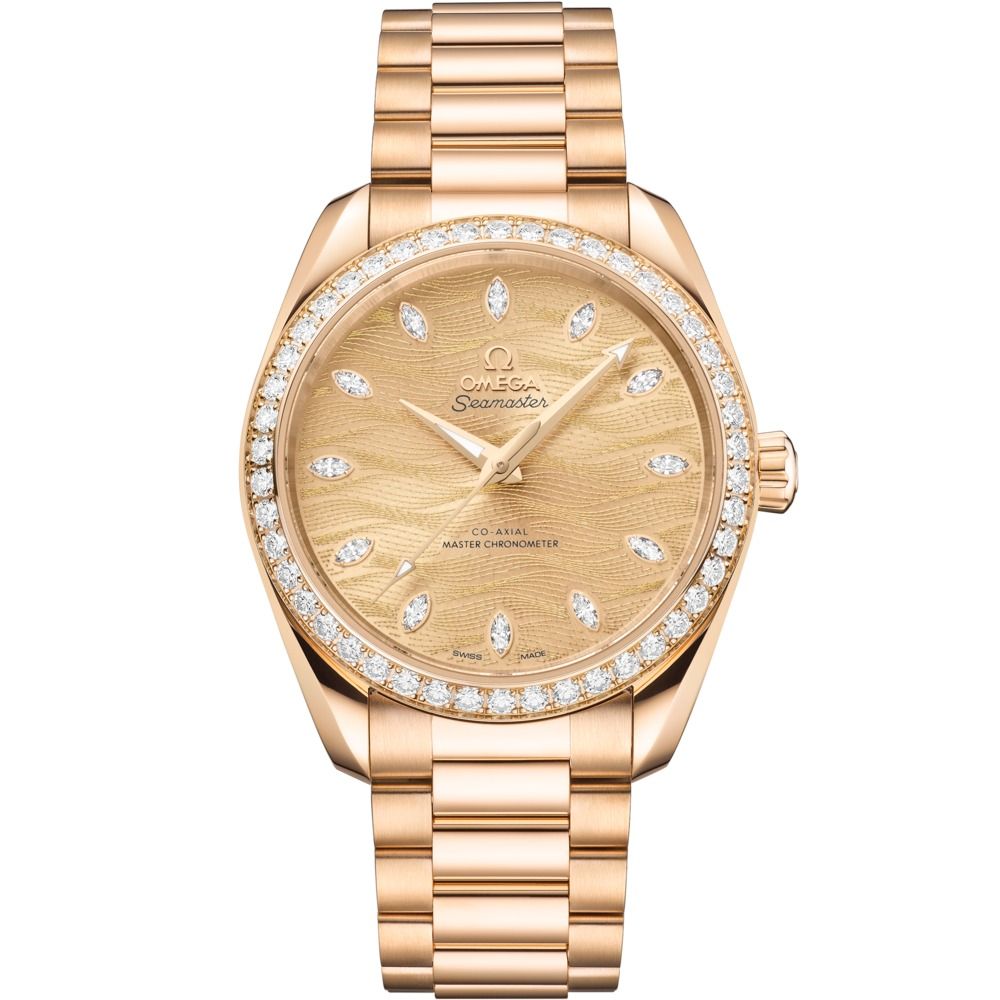 Aqua Terra 38mm with Yellow Diamond Dial and Diamond Bezel in Yellow Gold
