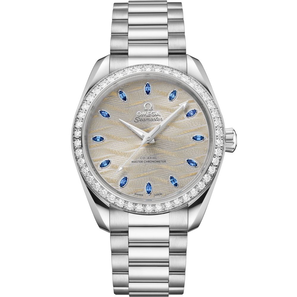 Aqua Terra 38mm with Silver Dial and Diamond Bezel in White Gold